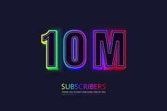 10M subscribers celebration template Neon Sign Text Effect Product Image 1