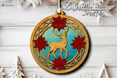 Deer Christmas suncatcher ornament svg Laser cut files Product Image 1