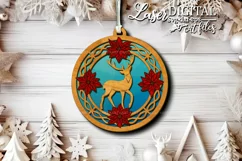 Deer Christmas suncatcher ornament svg Laser cut files Product Image 2