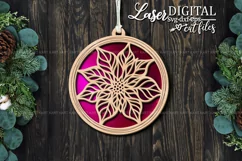 Poinsettia suncatcher ornament svg Laser cut files Product Image 1