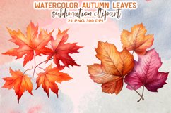 Watercolor Autumn Leaves Sublimation Clipart Product Image 11