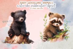 Watercolor Baby Woodland Animals Sublimation Clipart Product Image 12
