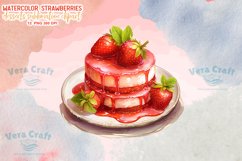 Watercolor Strawberries Desserts Sublimation Clipart Product Image 11