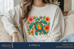 Boho Floral Sea Turtle Watercolor PNG | Ocean Animal Clipart Product Image 3