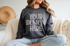 Dark Heather Gildan 18000 Sweatshirt Mockups ,18000 Mockups Product Image 1