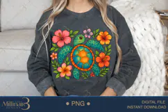 Boho Floral Sea Turtle Watercolor PNG | Ocean Animal Clipart Product Image 4