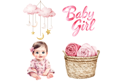 Pink baby girl clipart Product Image 2