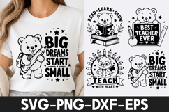 Cute Bear Teacher Back to School Design SVG PNG Product Image 1
