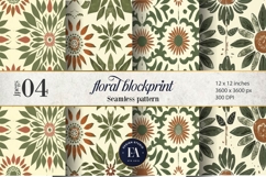 Retro Floral Block Print | Geometric Floral Pattern Product Image 1