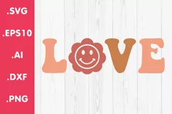 Love Groovy Retro Hippie Vintage Valentine's Day SVG Product Image 1