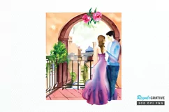 Watercolor The Bride and Groom Sublimation PNG Product Image 1