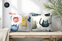 Vintage Watercolor Teapots Seamless Cartoon Digital Paper Product Image 2