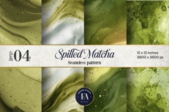 Spilled Matcha Texture, Green Abstract Liquid Digital Paper Product Image 1