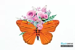 Watercolor Groovy Butterflies Floral Sublimation PNG Clipart Product Image 1