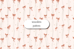 Delicate Pink Bow Seamless Pattern with Minimal Lines Product Image 1