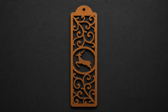 Elegant Deer and Scrollwork Wooden Bookmark with Woodland Product Image 1