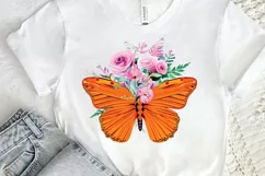 Watercolor Groovy Butterflies Floral Sublimation PNG Clipart Product Image 2