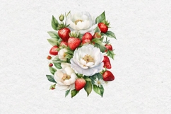 Watercolor Peonies and Strawberries, PNG Product Image 2