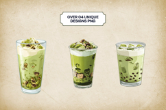 Cookie Dough Matcha Latte Clipart Bundle 4 PNG Product Image 3