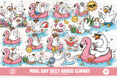 Pool Day Silly Goose Clipart Product Image 1