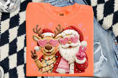 Crochet Santa and Reindeer Heart Glasses Sublimation Files Product Image 3