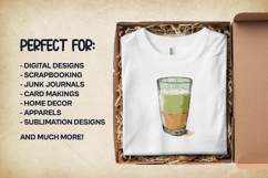 Matcha Peach Latte Clipart Bundle 4 PNG Product Image 3