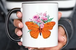 Watercolor Groovy Butterflies Floral Sublimation PNG Clipart Product Image 3