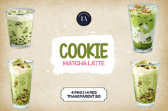 Cookie Dough Matcha Latte Clipart Bundle 4 PNG Product Image 1