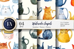 Vintage Watercolor Teapots Seamless Cartoon Digital Paper Product Image 1