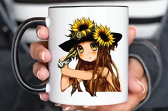 Watercolor Cute Chibi Sunflower PNG Clipart Product Image 3