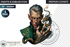 Fantasy Dragon wizard clipart, sorcerer, spellcaster, mage Product Image 1