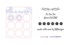 Summer Beach Tic Tac Toe Laser Cut SVG Product Image 2