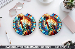 Liberty Car Coaster Sublimation| 4th Of July Coaster PNG Product Image 1