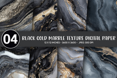 Black Gold Marble Texture Digital Paper Product Image 1