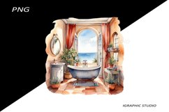 Mediterranean Bathroom Clipart, Shabby Chic, Product Image 1