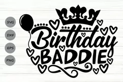Birthday Baddie Svg, Birthday Party Svg, Birthday Girl Svg. Product Image 1