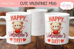 Happy Valentine's day mug wrap PNG, Cute Valentines bear PNG Product Image 2