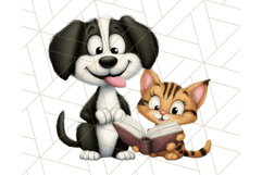 Dog and Cat Friends PNG, Cute Pet Clipart, Funny Animal Art Product Image 3