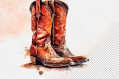 Western Flowers Boots Watercolor PNG Clipart Product Image 11