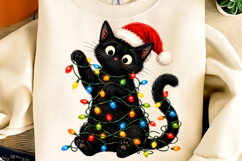 Christmas Sublimation Design, Funny Christmas PNG, Black Cat Product Image 1