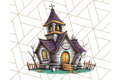 Halloween Buildings Clipart PNG, Haunted Houses Art Product Image 3