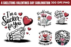 Skeletons Valentines Day Sublimation PNG PNG, Skeletons Vale Product Image 1