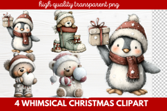 4 Whimsical Christmas Clipart | Cute Holiday PNG Set Product Image 1