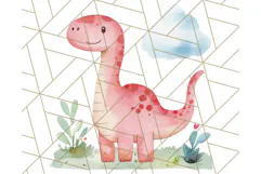Watercolor Dinosaur and Rainbow PNG Clipart, Baby Nursery Product Image 3