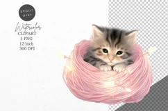 Christmas clipart, Kitten clipart, Winter sublimation Product Image 1