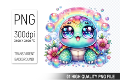 Summer Turtle Clipart PNG Bundle, High Quality PNG Files Product Image 11