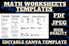 Editable Subtraction and addition Math worksheets template 5 Product Image 1