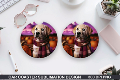Halloween Dog Car Coaster Sublimation| Halloween Coaster PNG Product Image 1