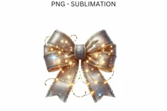Christmas Lights Coquette Bow, Holiday PNG Design, Christmas Product Image 4