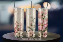 Shabby Chic Pink Floral 20oz Tumbler Art Product Image 3